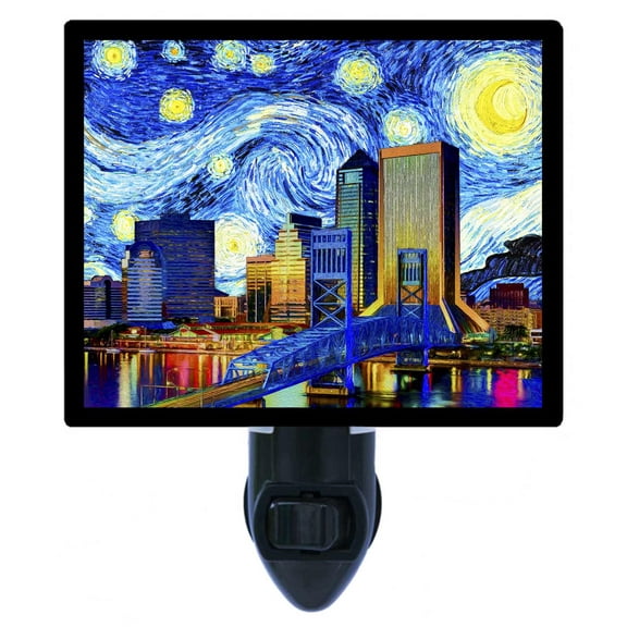 Night Light - Jacksonville Starry Night. | Van Gogh Theme, Includes Free Switchable Insert, 4W Bulb, E12 Base