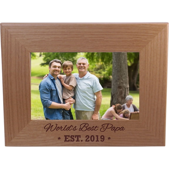 World's Best Papa EST. 2019 4-inch x 6-Inch Wood Picture Frame
