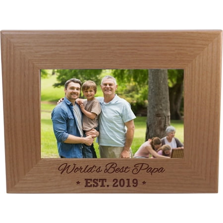 World's Best Papa EST. 2019 4-inch x 6-Inch Wood Picture