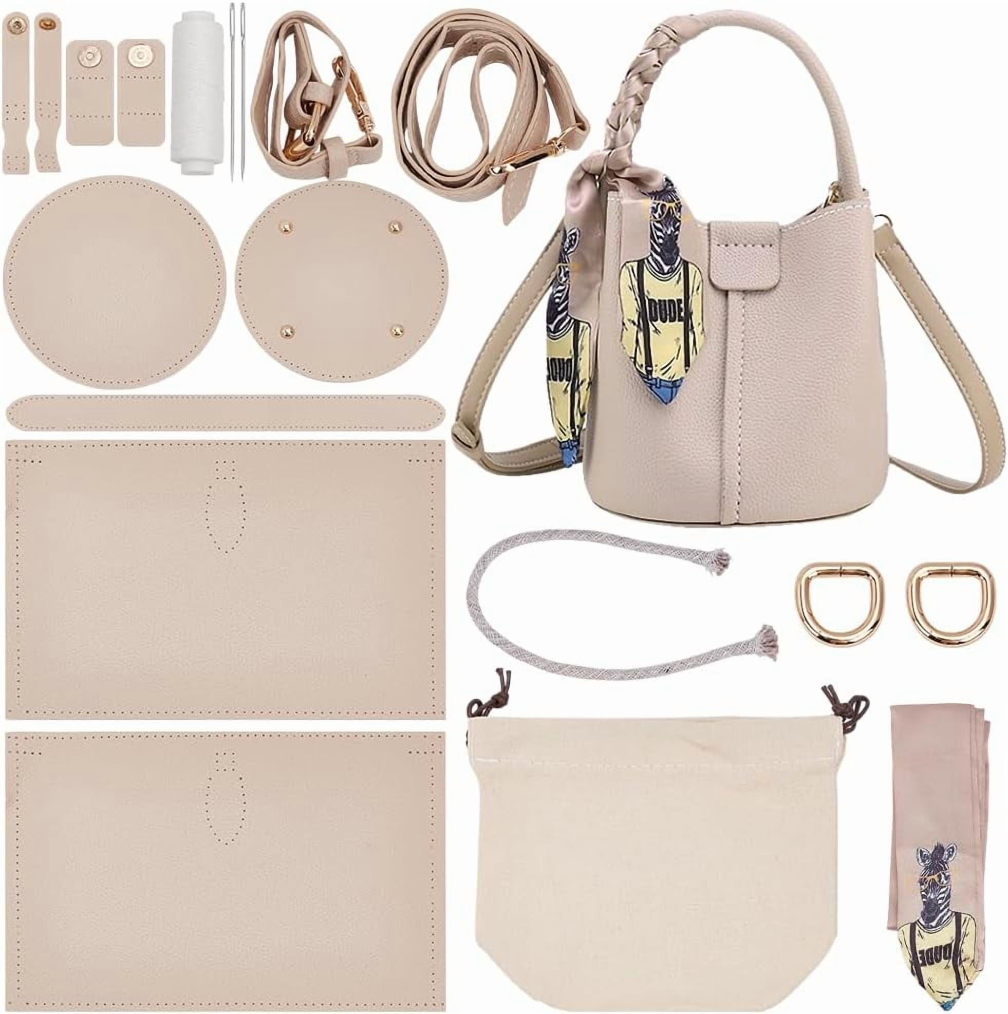 DIY Imitation Leather Bucket Bag Making Kit Crossbody Bag Handicraft Making Set for Women's Handbags Handmade Shoulder Bag Sewing Accessories for Birthday Christmas Holiday Black