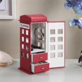 thumbnail image 2 of 11.5" Tall Leather Jewelry Box, British Telephone Design, Burgundy Red, 2 of 3