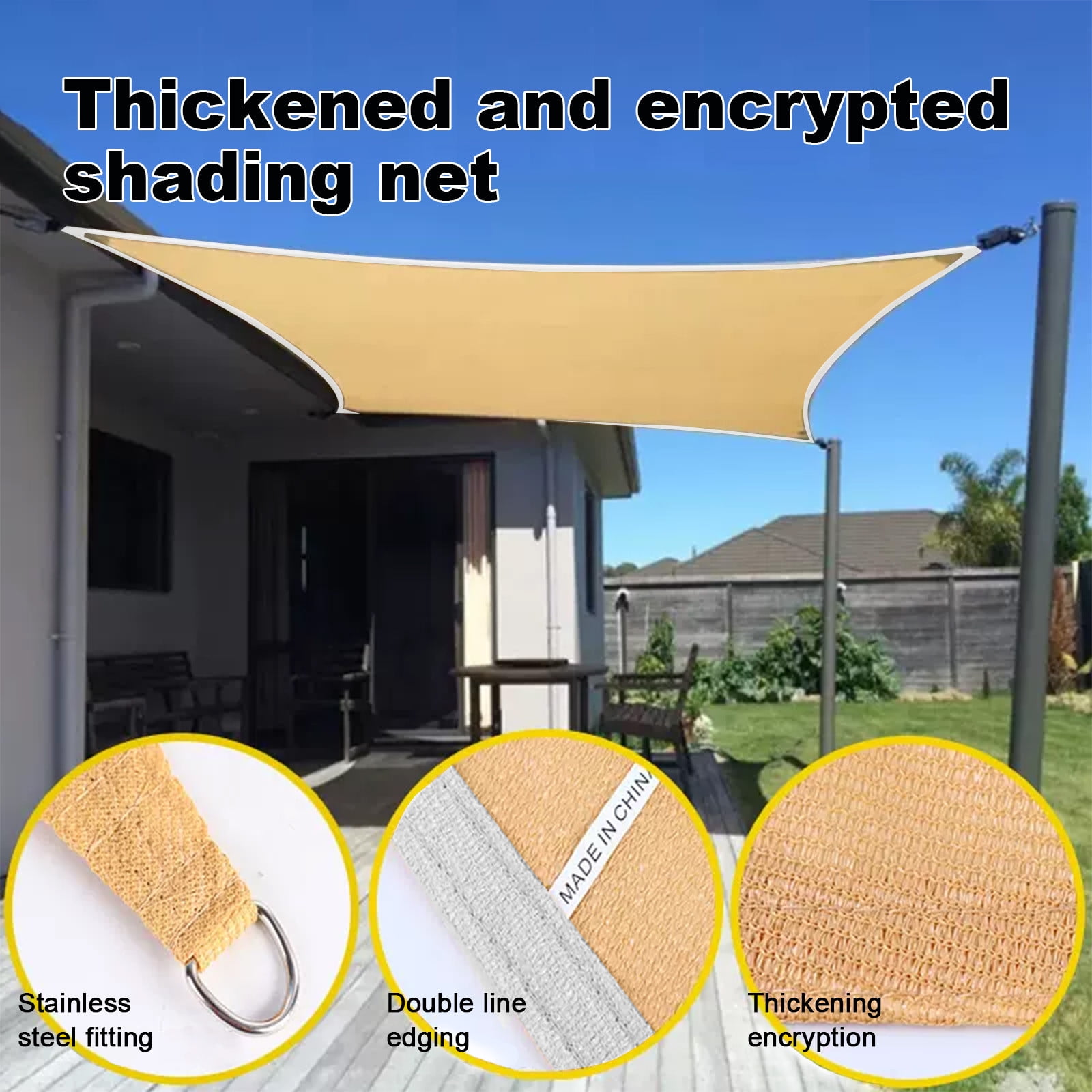Summer Savings Clearance! Boovnll Sun Shades Outdoor Patio, 6.6x13.2Ft Rectangle Sand UV Block Sunshade Mesh Insulation Permeable Heavy Duty Shade Cloth for Outdoor Patio Yard Garden, Sun Shade