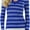 Bright Royal, variant on ToBeInStyle Women's Striped Classic Long Sleeve V-Neck Pullover Sweater - Mocha - Small