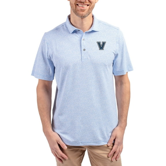 Men's Cutter & Buck Powder Blue Villanova Wildcats Virtue Eco Pique Botanical Print Recycled DryTec Polo