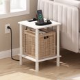 thumbnail image 2 of Furinno Turn-N-Tube 2-Tier Square Side Table with Charging Station, End Table, Night Stand, Bedside Table with USB and Type-C Charging Port, for Living Room, Bedroom, Plain White, 2 of 5