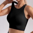 thumbnail image 2 of felwors Women's Yoga Tank Top Seamless Stretch with High Neck Ribbed Sports Crop Vest for Gym Workout Pilates Everyday Activewear (Black, L), 2 of 5