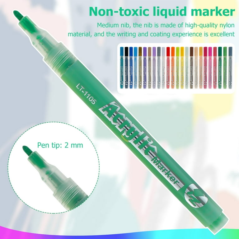 MTFun 24pc Acrylic Paint Pens Markers Set Permanent Coloring Paint