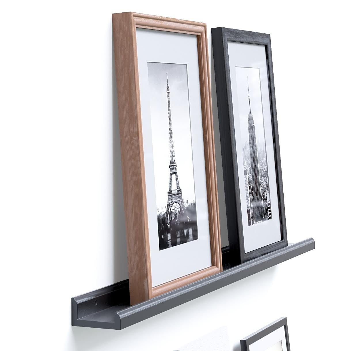 Wallniture Contemporary Floating Wall Shelf Ledge for Picture Frames Book Display 46 Inch Black