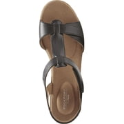 Rockport Womens Blanca Memory Foam Faux Leather T-Strap Sandals