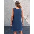 thumbnail image 5 of Women Sleeveless Denim Overall Dress Adjustable Strap Pockets Casual A‑Line Mini Dress, 5 of 6