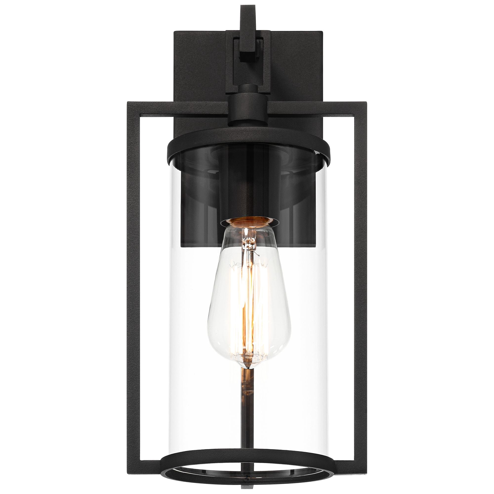 John Timberland Rennes 15 3/4" High Modern Outdoor Wall Light Fixture Mount Porch House Exterior Set of 2 Black Clear Glass Shade