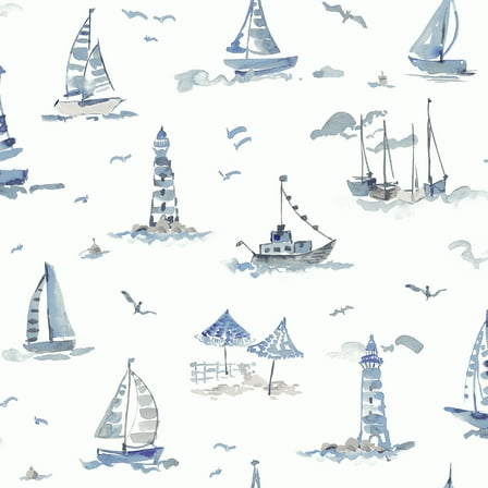 NuWallpaper Set Sail Blue Peel and Stick Wallpaper