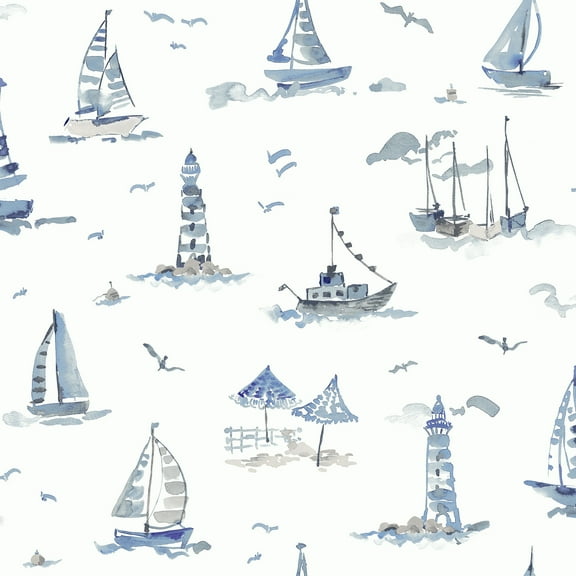 NuWallpaper Set Sail Blue Peel and Stick Wallpaper