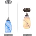 thumbnail image 3 of Glass Pendant Light with Handblown Blue Marble Art Glass Shade Adjustable Cord Modern Lamp Ceiling Pendant Light Fixture for Dining Room, Kitchen,Foyer, Hallway (Blue Marble, 3-Pack), 3 of 8