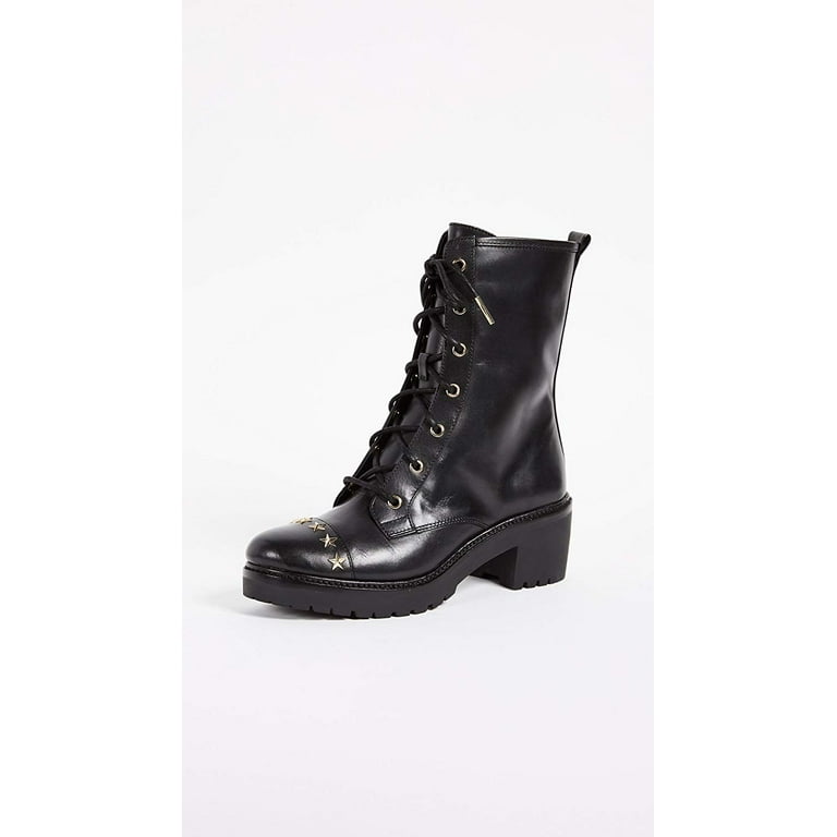 Michael Michael Kors Womens Cody Leather Round Toe Ankle Combat Boots