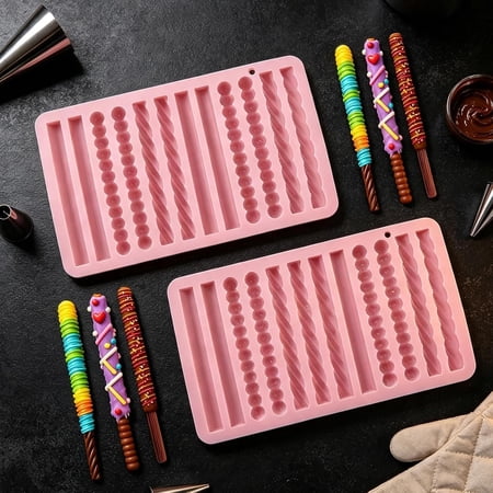 Chocolate Fry Mold - 2 Pieces 12-Cavity Silicone Ice Cube Moulds Pretzel Chocolate Molds | Reusable Candy Making Mold for Bakers Parents Hobbyists Beginners Professionals