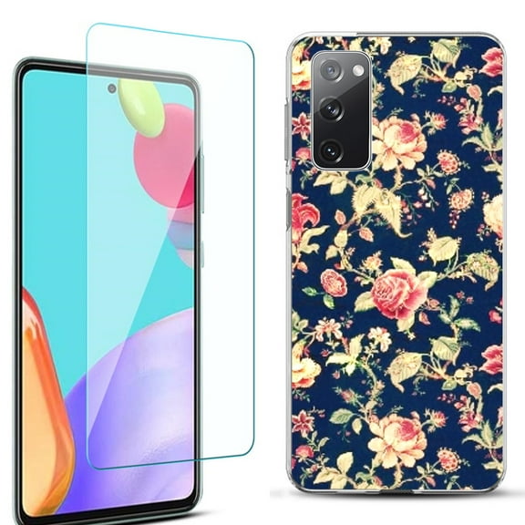 Slim-Fit Protective Phone Case for Samsung Galaxy S20 FE 5G Fan Edition, with Tempered Glass Screen Protector, by OneToughShield ® - Floral Garden