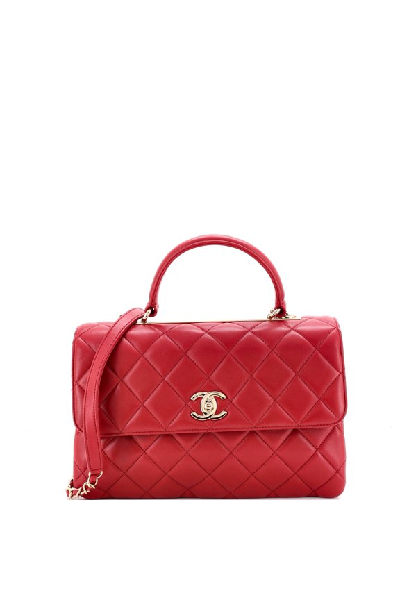Pre-Owned Trendy CC Top Handle Bag Quilted Lambskin Medium By Rebag