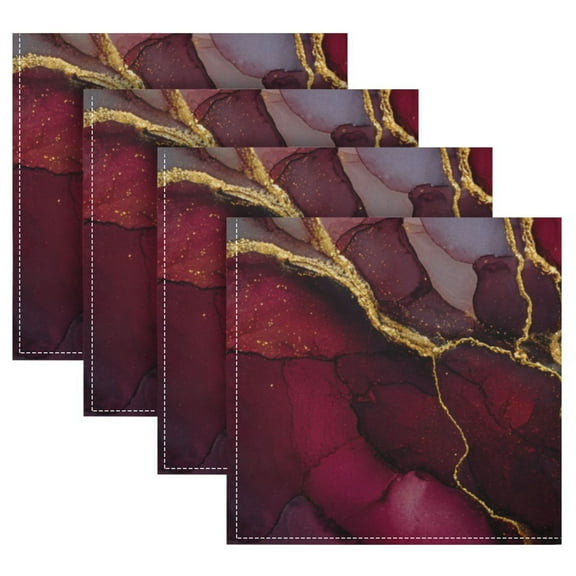 Cloth Napkins Set of4 100% Satin Peachskin Velvet 20x20inx4 Napkins Cloth napkins are washable Soft and Absorbent Wine-red Marble