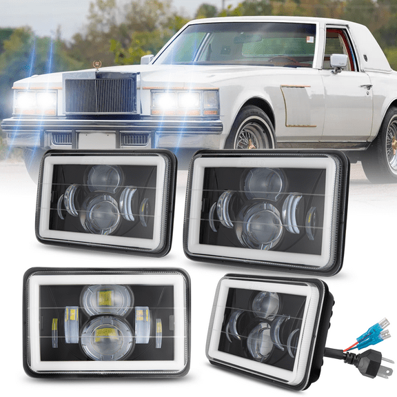 For 1976-1985 Cadillac Seville LED Headlights H4651 H4656 High Low Beam Sealed Assembly Replace