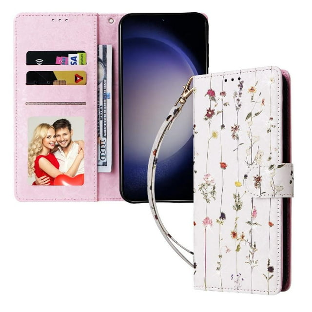 FOXDOCK Floral Wallet Phone Case for Google Pixel 9A , PU Leather Flip Case with Card Slots, Shockproof Kickstand Folio Cover