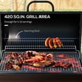 thumbnail image 4 of Outsunny Barrel Charcoal BBQ Grill with 420 sq.in. Cooking Area, Outdoor Barbecue with Wheels, Ash Catcher and Built-in Thermometer for Patio Picnic, Backyard Party, Black, 4 of 9
