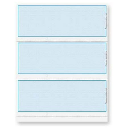 Blank Check Stock - Classic Security Blank Laser 3 to a Page Check Stock, Blue Herringbone Color