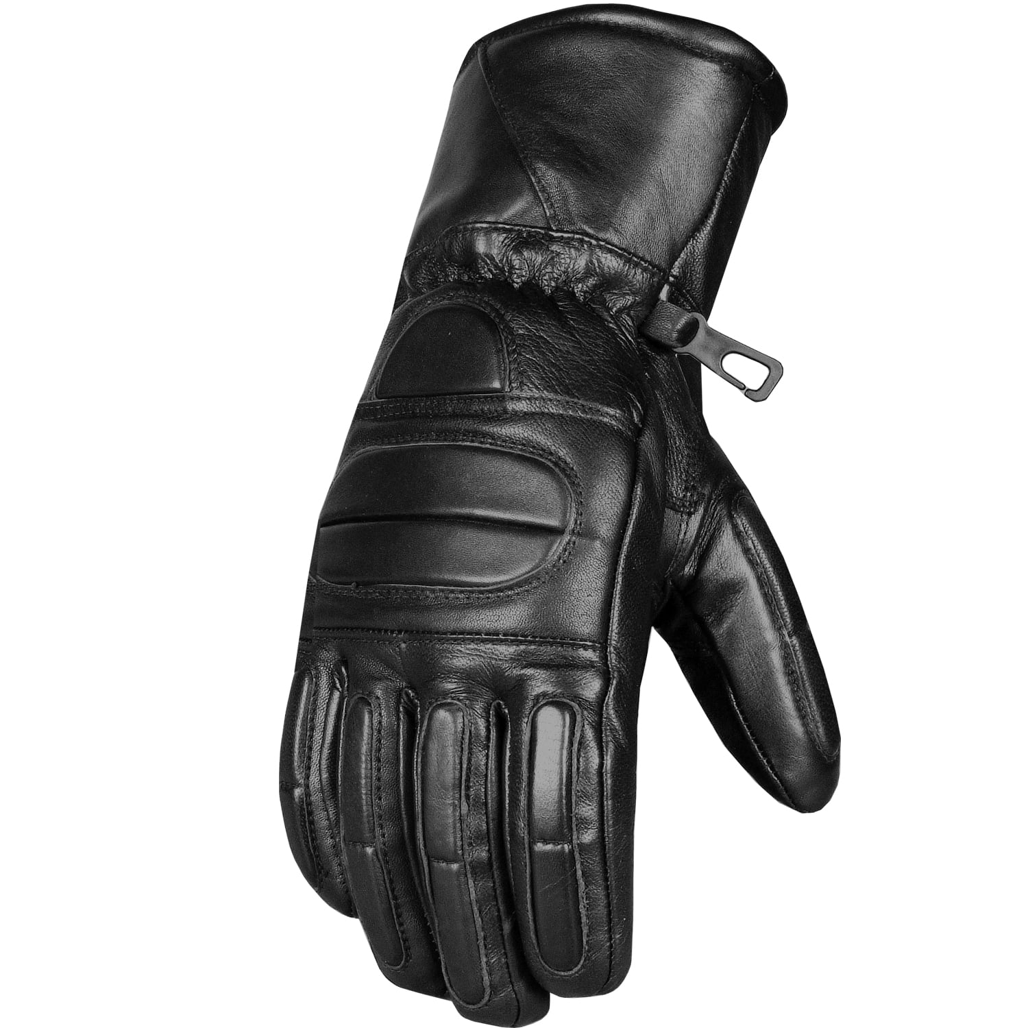 Men’s Winter Gauntlet Motorcycle Gloves, 100% Natural Sheep Leather, Thinsulate Thermal Heated Lining, Full Windproof Cold Weather Water Resistant, Reinforced Warm Biker Driving Glove Black XL