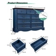 thumbnail image 4 of ZBOM 9 Drawer Dresser, 54 Inch Wide Farmhouse Style Chest of Drawers with Charging Station, Distressed Finish Design, Modern Storage Dresser Organizer TV Stand for Bedroom, Living Room，Blue, 4 of 8