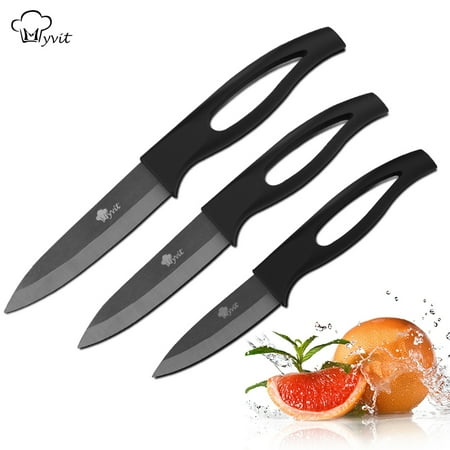 

Ceramic Knife Set 3 4 5 inch Black Blade Plastic Handle with Cover for Cooking Paring Fruit Kitchen Knives