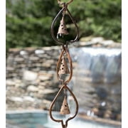 Wind & Weather Steel Leaf Rain Chain With Temple Bells