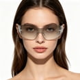 thumbnail image 3 of Rimless Wrap Around Fashion Sunglasses, Y2K Trendy One Piece Shade Glasses for Outdoor Daily Street Style, 3 of 4