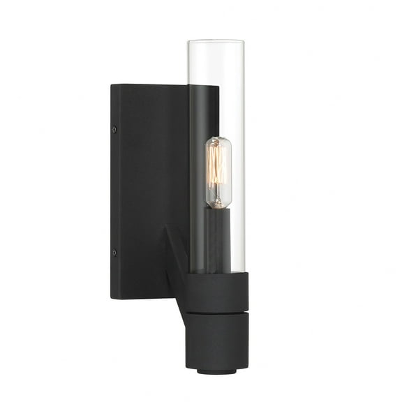 6511-BS-CL-Norwell Lighting-Rohe - 1 Light Wall Sconce-12.5 Inches Tall and 4.5 Inches Wide-Black Sand Finish