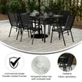 thumbnail image 3 of BizChair 7 Piece Commercial Grade Patio Dining Set with Tempered Glass Patio Table and 6 Chairs with Black Flex Comfort Material Seats and Backs, 3 of 9