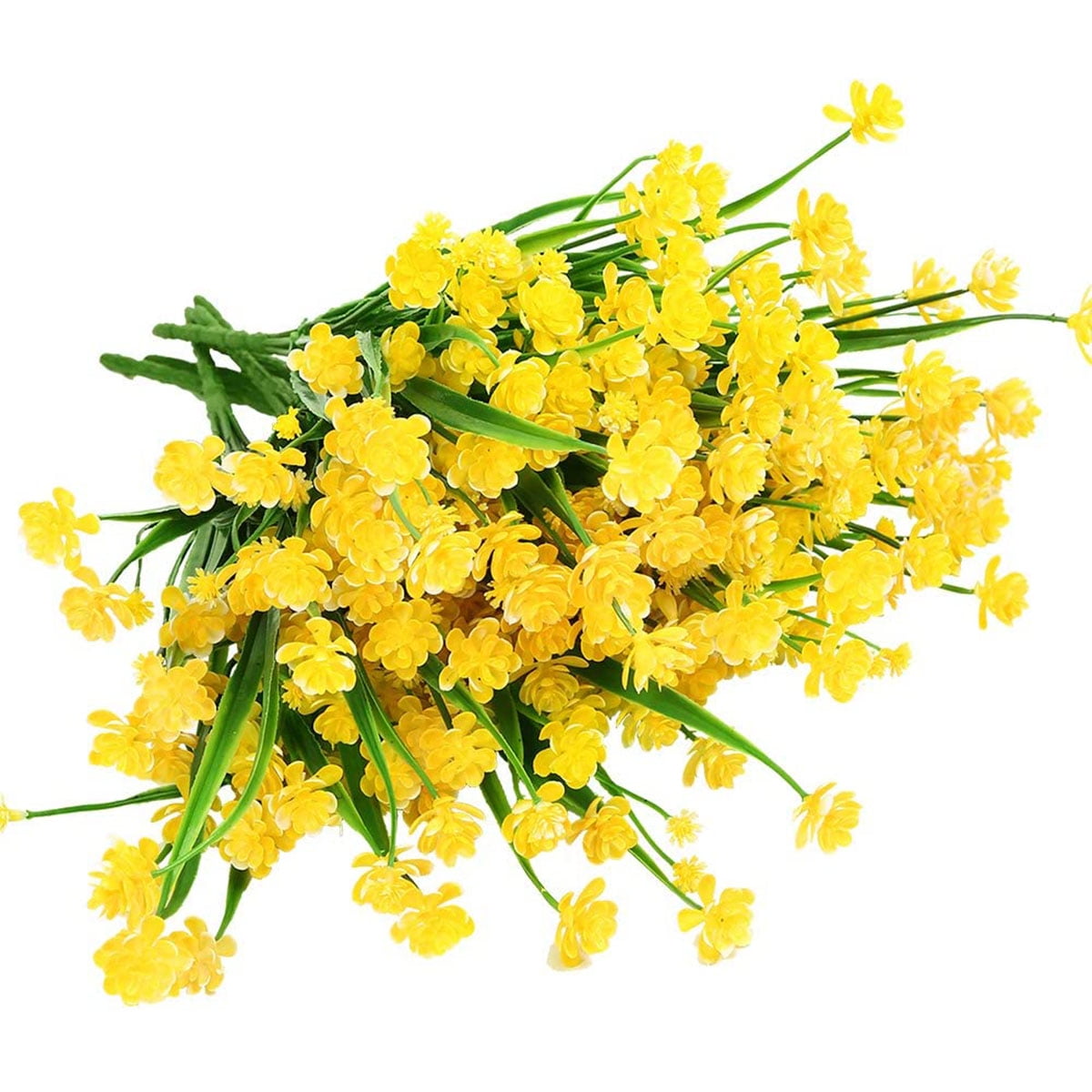 ZOELNIC 20 Bundles Artificial Fake Flowers, Plastic Flowers for Outdoors Decoration, UV Resistant Faux Flowers Shrubs, Artificial Plants for Indoor Outside Garden Home Wedding Farmhouse, Yellow