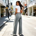 thumbnail image 4 of Hurxie Wide Leg Sweatpants Women High Waisted Baggy Sweat Pants Elastic Elevated Seams Loose Active Pants with Pockets Gray,XL, 4 of 6