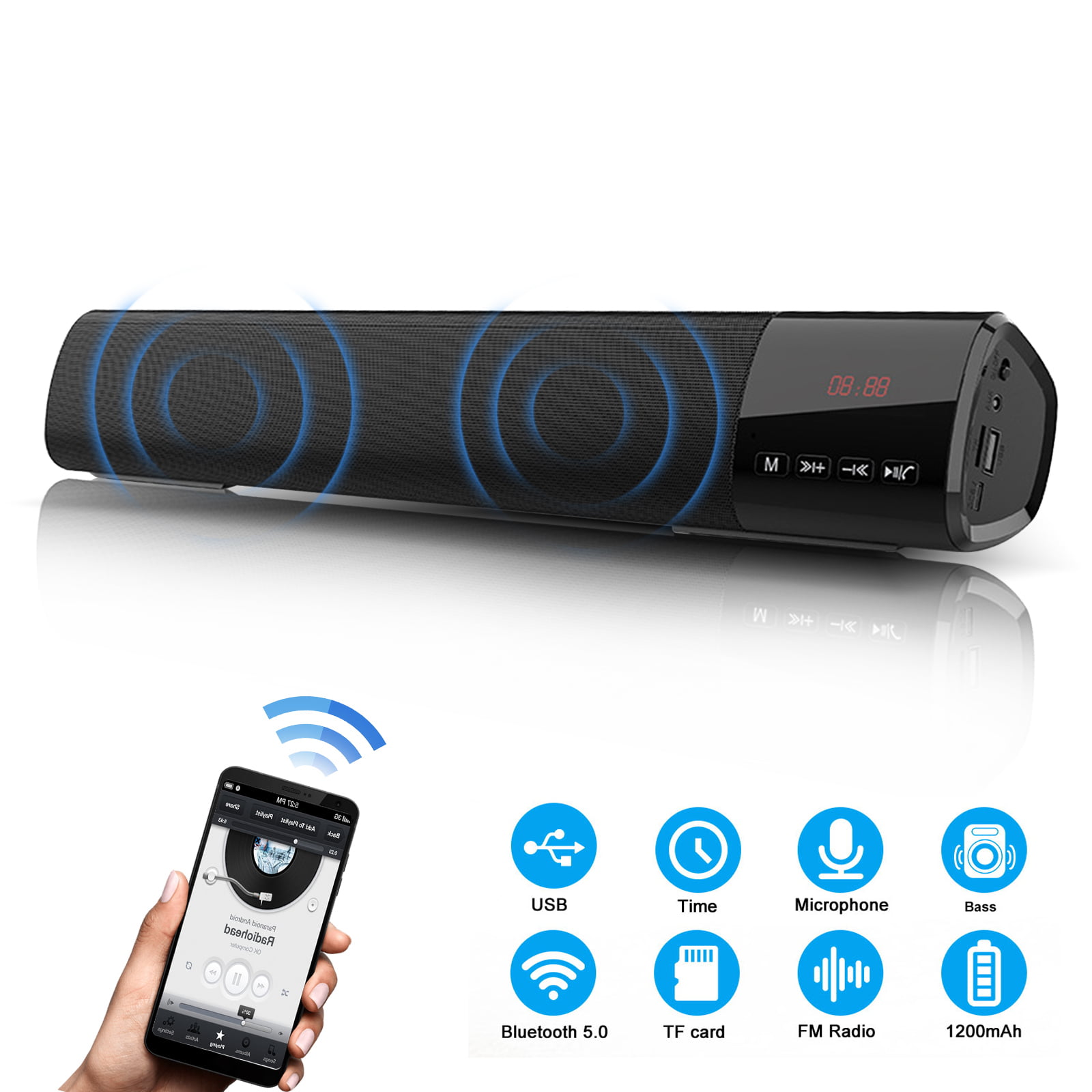 Philips Audio B5105/10 Barre de Son Bluetooth Modèle 2020/2021 2.0 canaux, Puissance de Sortie 30 W, HDMI Arc, Design géométrique distinctif avec Support Mural intégré