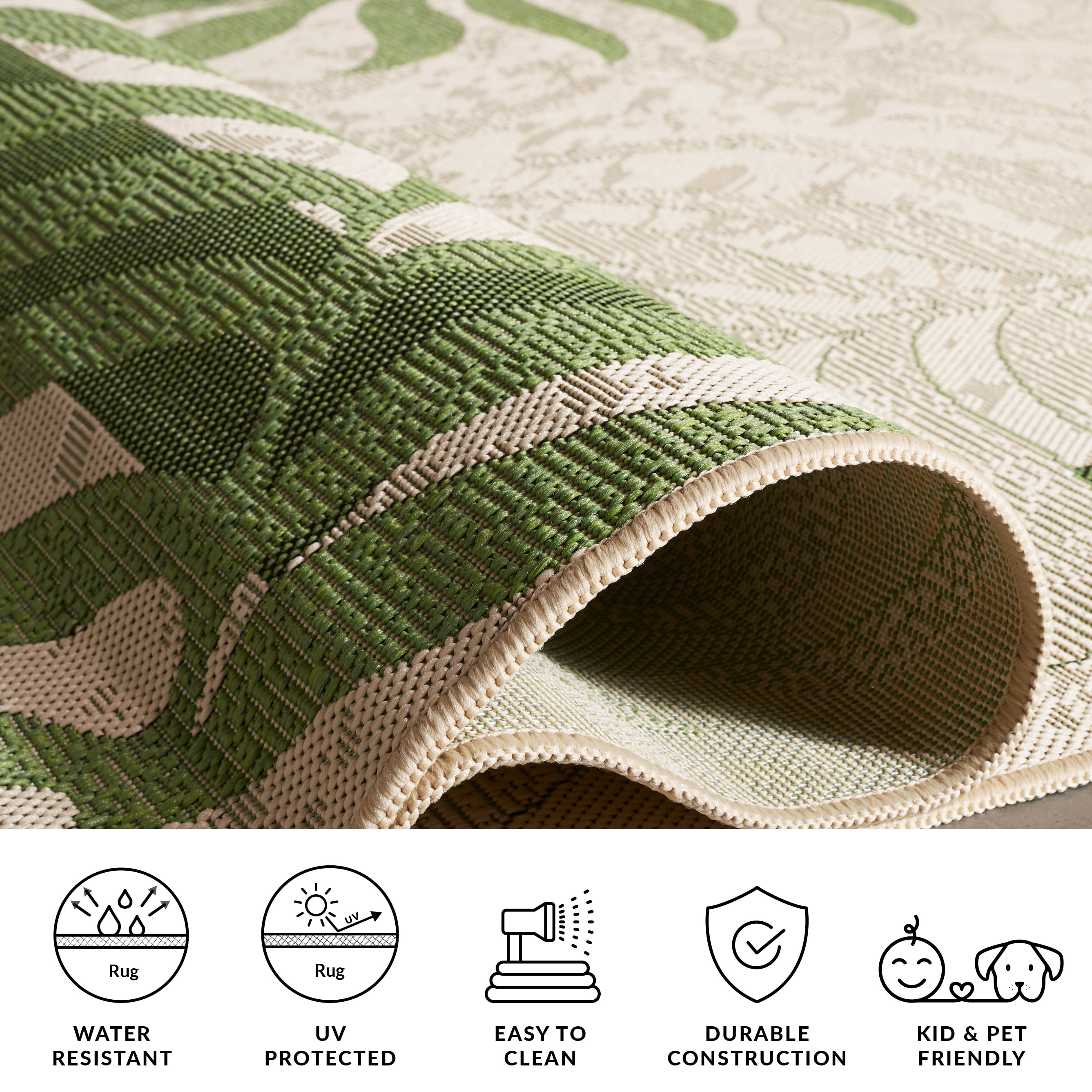 Safavieh Courtyard Cailyn Floral Indoor/Outdoor Area Rug, Cream/Green, 5'3" x 7'7"