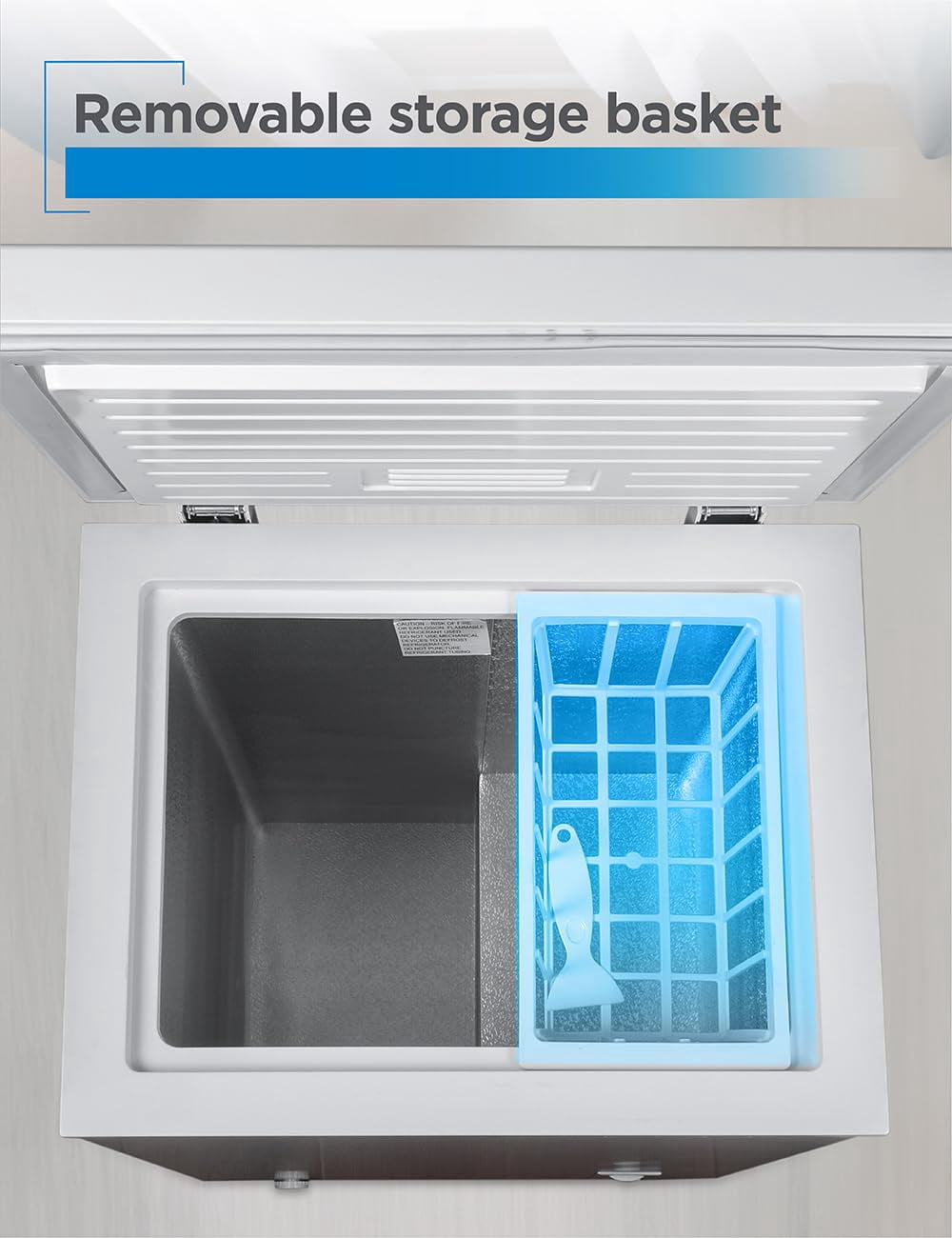 BLACK+DECKER 2.0 Cu. Ft. Compact Chest Freezer, Deep Freezer Holds Up To 70 Lbs. Of Frozen Food, Removable Storage Basket, Mechanical Temperature Control, White
