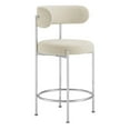 thumbnail image 3 of Counter Stool Chair, Set of 2, Beige, Fabric, Metal, Bar Pub Cafe Bistro Dining Kitchen Hospitality Restaurant, Modern Contemporary HB35921, 3 of 11