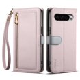 thumbnail image 2 of ESEBLE Leather For Google Pixel 9 Pro XL / Pixel 10 Pro XL Case With 3-Card Holder Zipper Bills Slot, Makeup Mirror，Soft PU Leather Detachable Lanyard Shoulder Strap And Wristlet Wallet Case,Purple, 2 of 7