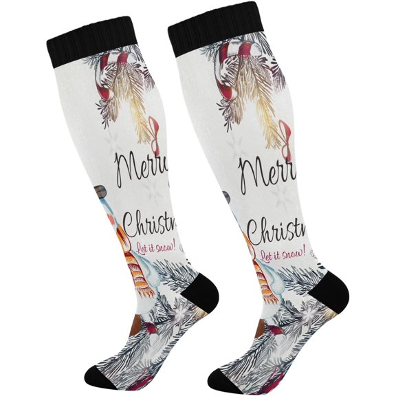 FREEAMG Cute Snowman Compression Socks for Women Men,Knee High Stockings for Athletic Sports,Running,Travel (20-30mmHg)