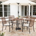 thumbnail image 2 of Mugovelo 5 Pieces Patio Dining Set, Boho Wicker Outdoor Dining Set with Umbrella Hole, Round Rattan Table and 4 Chairs with Cushions for Garden Backyard, 2 of 7
