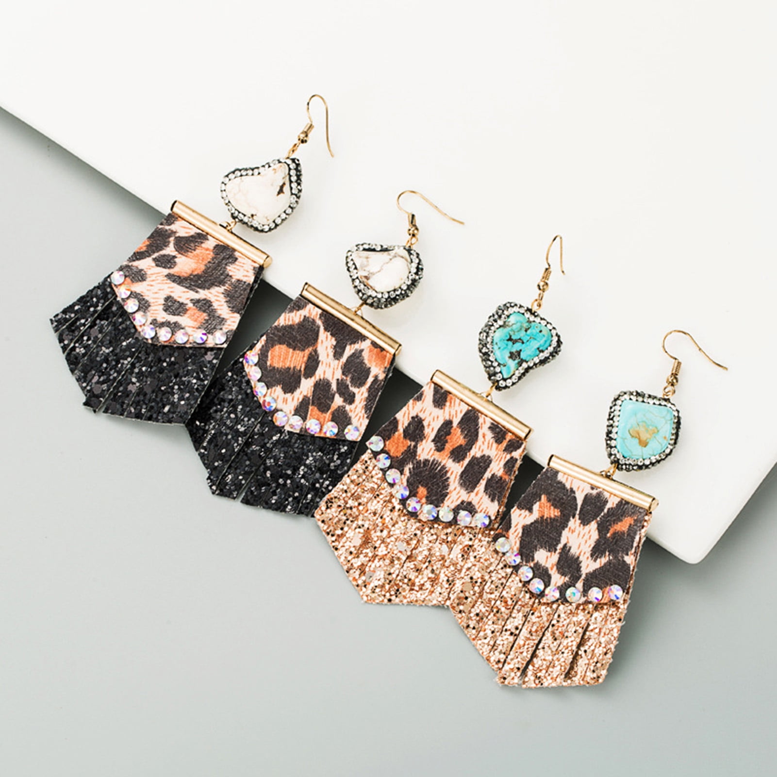 Leopard Print Pleather earrings