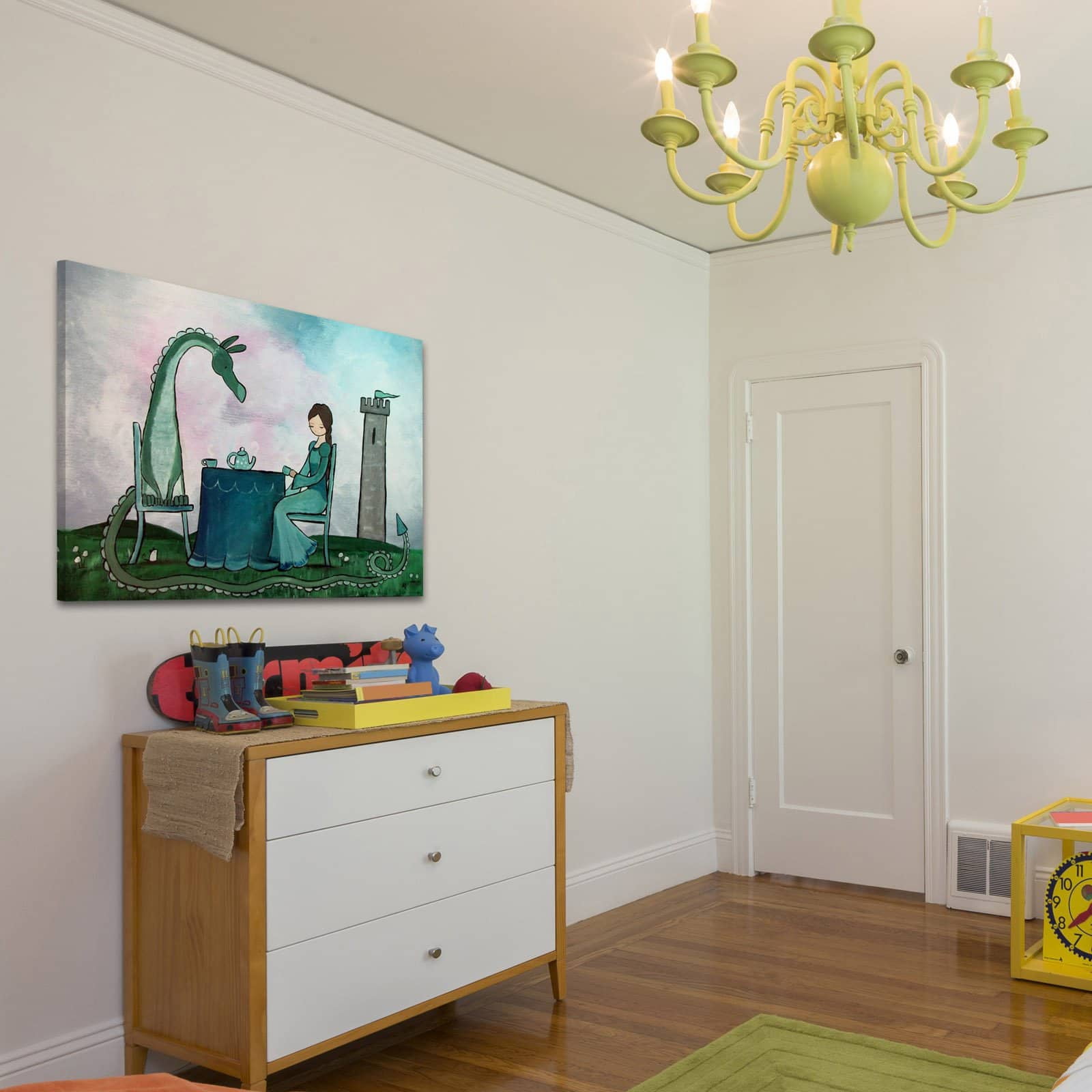 Marmont Hill "Tea with a Dragon" by Andrea Doss Painting Print on Wrapped Canvas