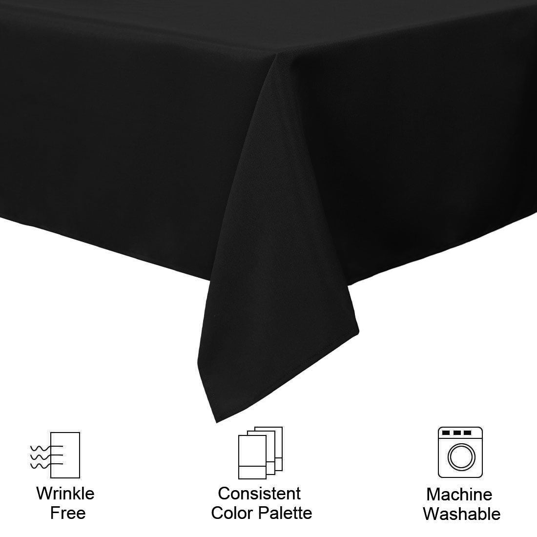 Unique Bargains Square Tablecloth Polyester Table Cover for Wedding Picnic 55" x 55" Black