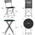 thumbnail image 5 of Twister.CK Bistro Table and Chairs Set of 2, 3 Piece Outdoor/Indoor Folding Patio Bistro Sets, 2 Chair Patio Furniture Set with Table, Foldable Coffee Tables for Balcony, Yard, Garden,Black, 5 of 9