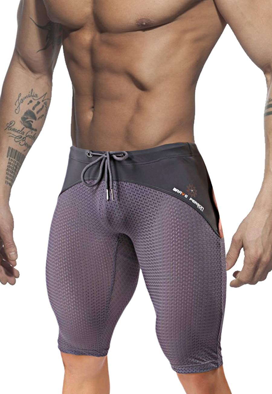 Ouber Mens Yoga Tight Shorts Quick Dry 