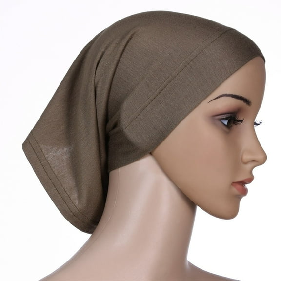 WHEANG Short Muslim Turban for Women Men Comfort Adjustable Stretch Turban Hat Women's Soft Tube Hat Scarf Breathable Hijab Cap Head Cover Under Causal Scarf Shawl Coffee 2026 Sales Under $1