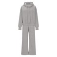 thumbnail image 4 of Kmdttou Track Suits for Women' Fall And Winter Casual Solid Color Fashionable Hooded Top And Wide Leg Drawstring Pants Set Suit on Clearance!, 4 of 7